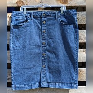 Universal Thread Blue Denim Pencil Skirt Button Detail Boho Bohemian Casual 18